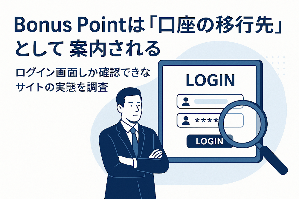Bonus Pointは「口座の移行先」として案内される ログイン画面しか確認できないサイトの実態を調査