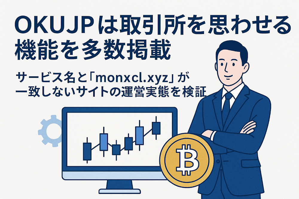 OKUJPは取引所を思わせる機能を多数掲載 サービス名と「monxcl.xyz」が一致しないサイトの運営実態を検証