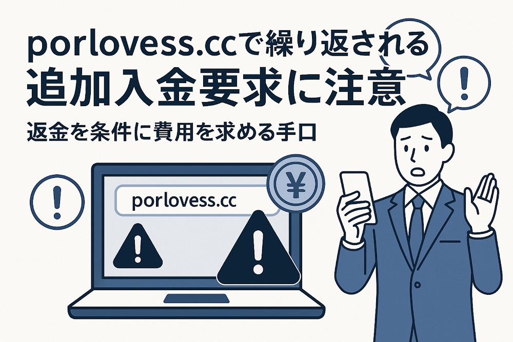 porlovess.ccで繰り返される追加入金要求に注意　返金を条件に費用を求める手口