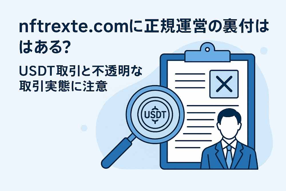 nftrexte.comに正規運営の裏付けはある？USDT取引と不透明な取引実態に注意