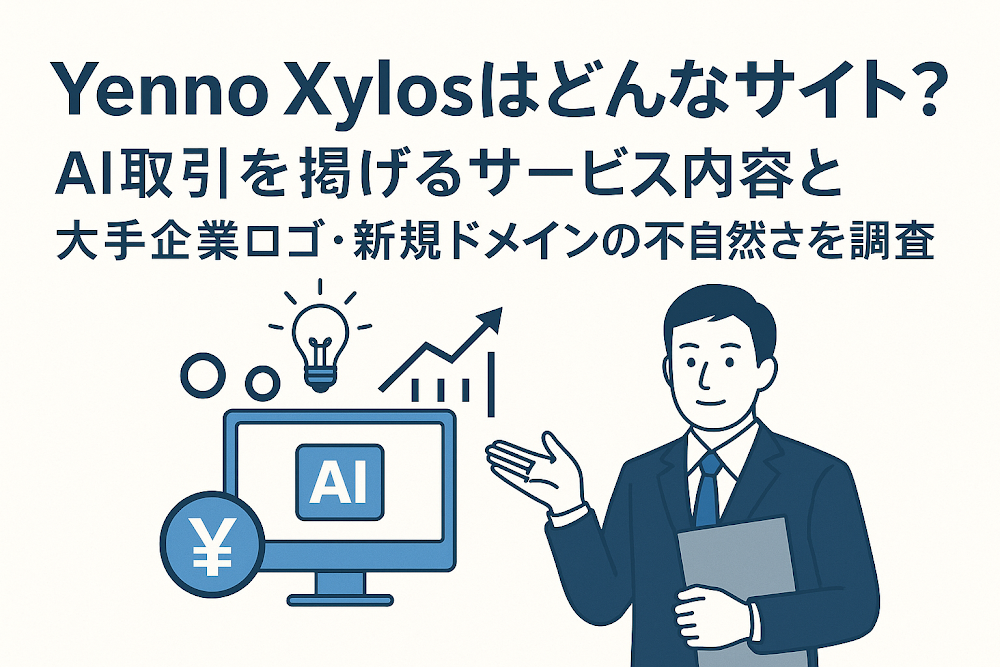 Yenno&nbsp;Xylosはどんなサイト？AI取引を掲げるサービス内容と大手企業ロゴ・新規ドメインの不自然さを調査