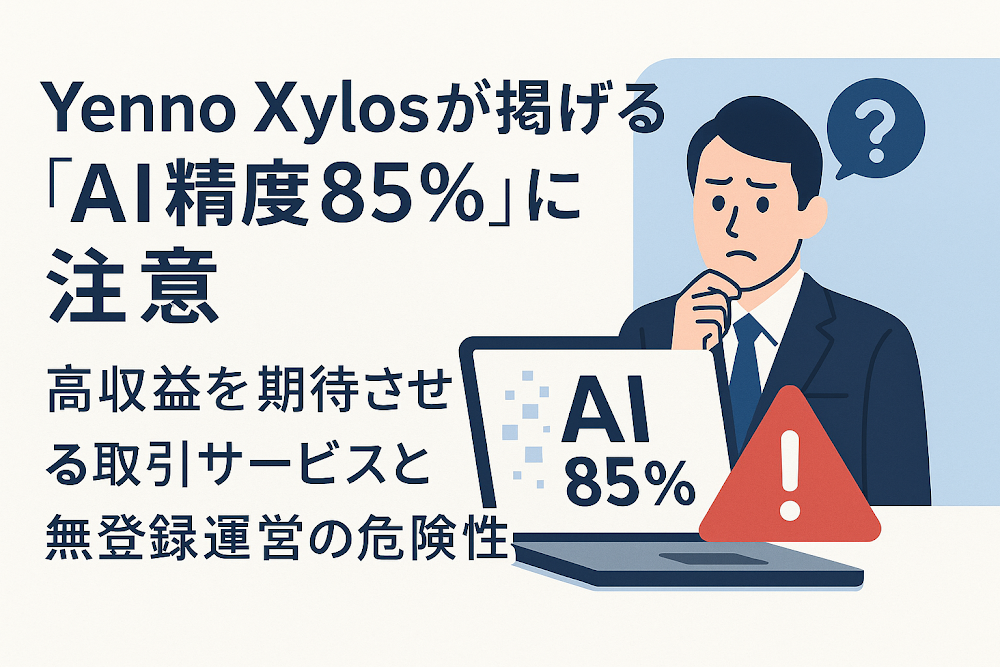 Yenno&nbsp;Xylosが掲げる「AI精度85％」に注意　高収益を期待させる取引サービスと無登録運営の危険性