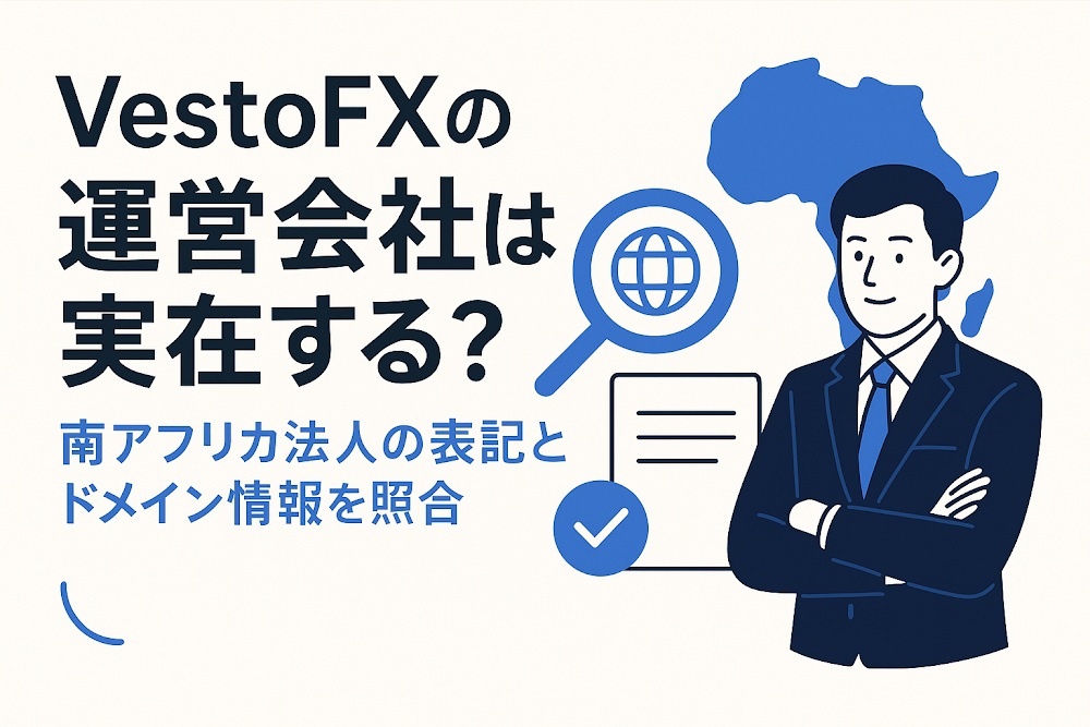 VestoFXの運営会社は実在する？南アフリカ法人の表記とドメイン情報を照合