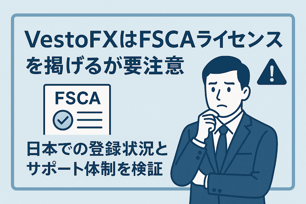 VestoFXはFSCAライセンスを掲げるが要注意　日本での登録状況とサポート体制を検証