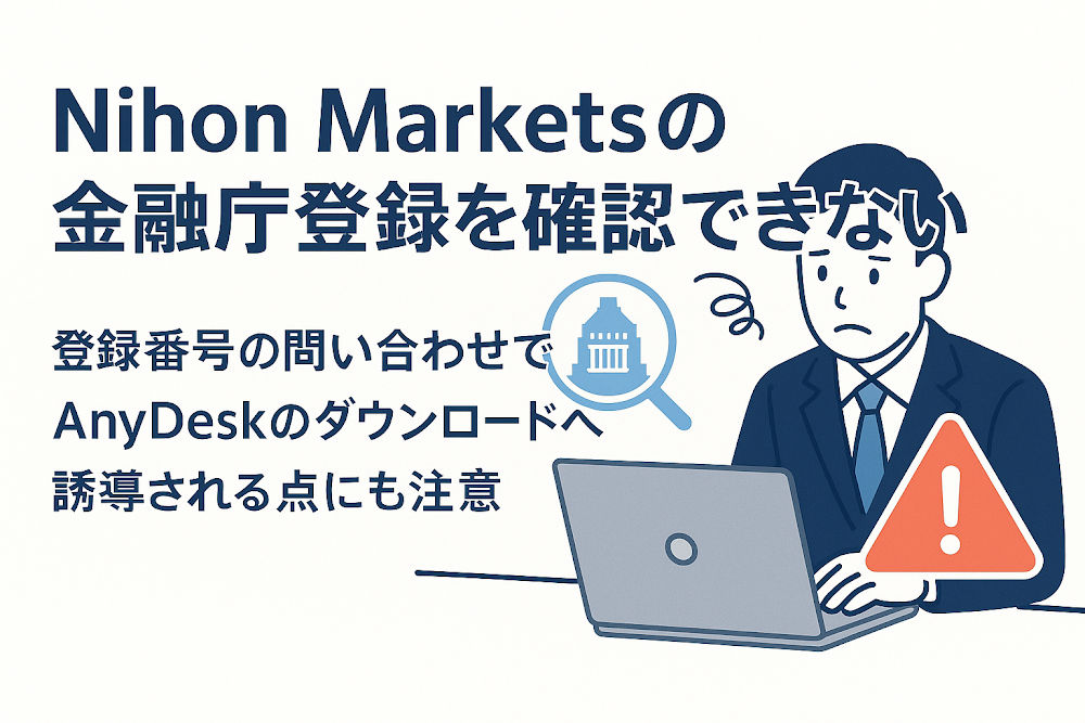Nihon Marketsの金融庁登録を確認できない　登録番号の問い合わせでAnyDeskのダウンロードへ誘導される点にも注意