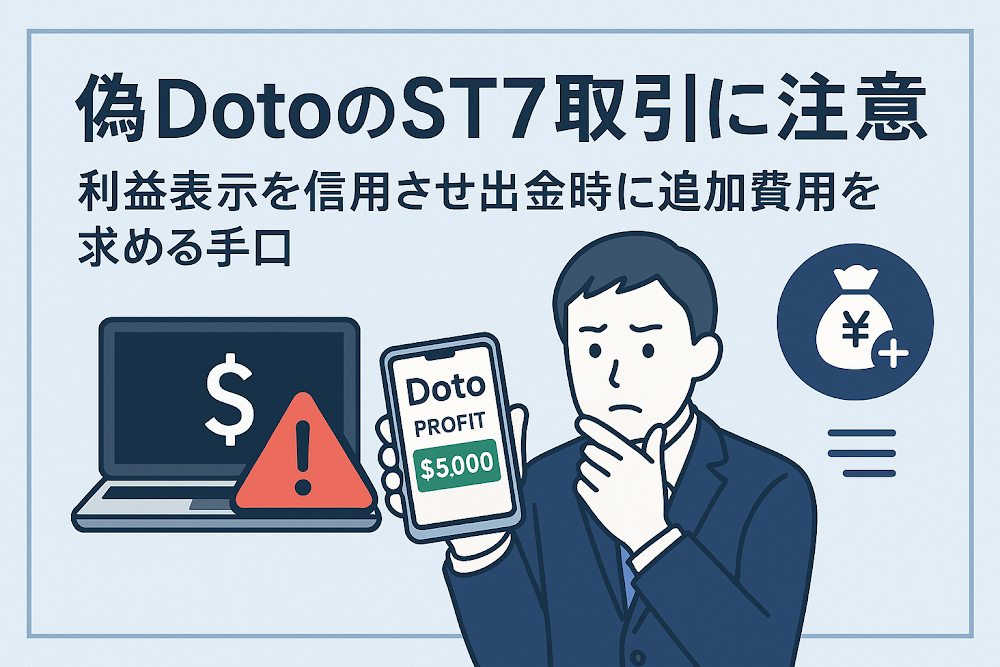 偽DotoのST7取引に注意 利益表示を信用させ出金時に追加費用を求める手口