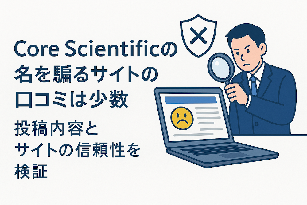 Core Scientificの名を騙るサイトの口コミは少数　投稿内容とサイトの信頼性を検証