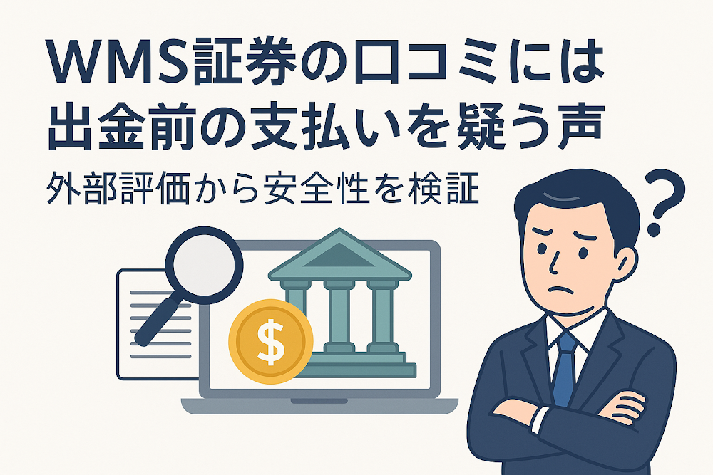 WMS証券の口コミには出金前の支払いを疑う声 外部評価から安全性を検証