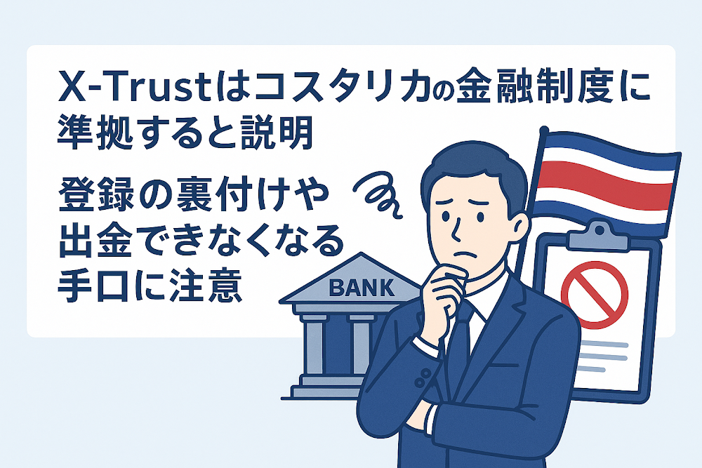 X-Trustはコスタリカの金融制度に準拠すると説明　登録の裏付けや出金できなくなる手口に注意