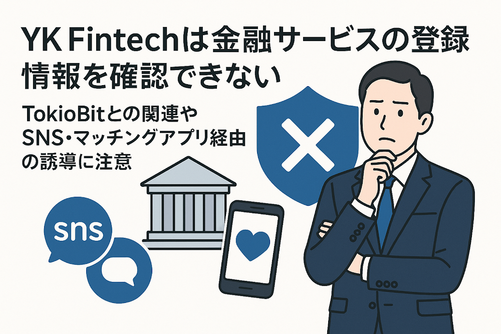 YK Fintechは金融サービスの登録情報を確認できない TokioBitとの関連やSNS・マッチングアプリ経由の誘導に注意