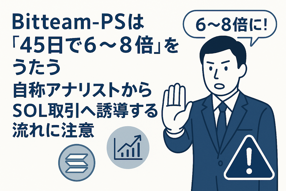 Bitteam-PSは「45日で6～8倍」をうたう　自称アナリストからSOL取引へ誘導する流れに注意