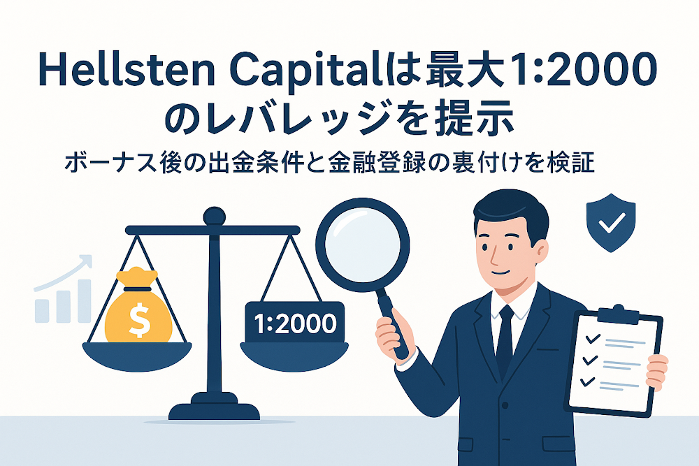 Hellsten Capitalは最大1:2000のレバレッジを提示　ボーナス後の出金条件と金融登録の裏付けを検証