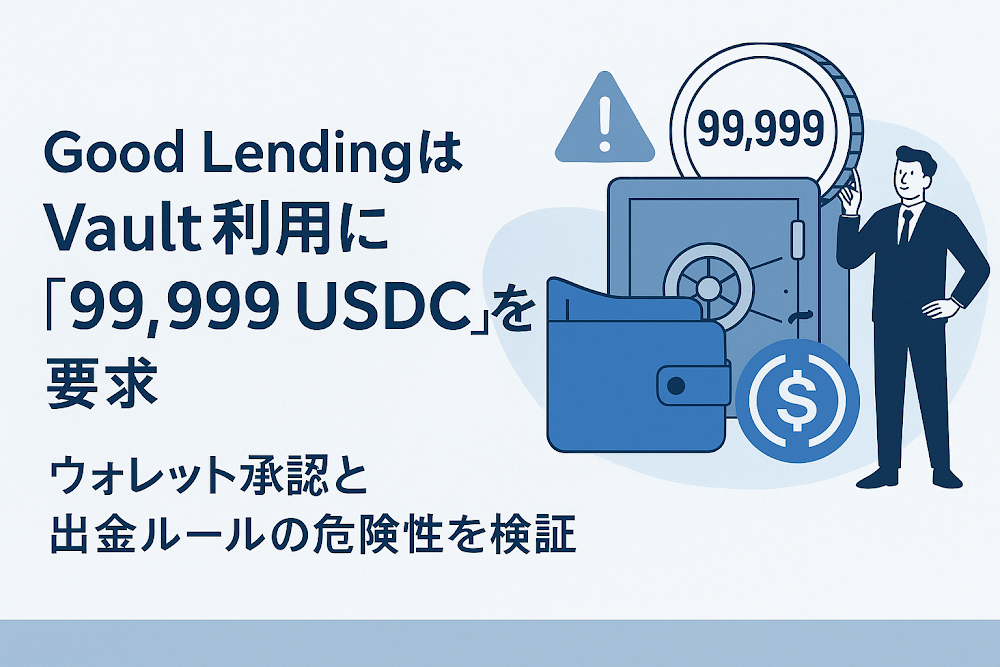 Good LendingはVault利用に「99,999 USDC」を要求 ウォレット承認と出金ルールの危険性を検証