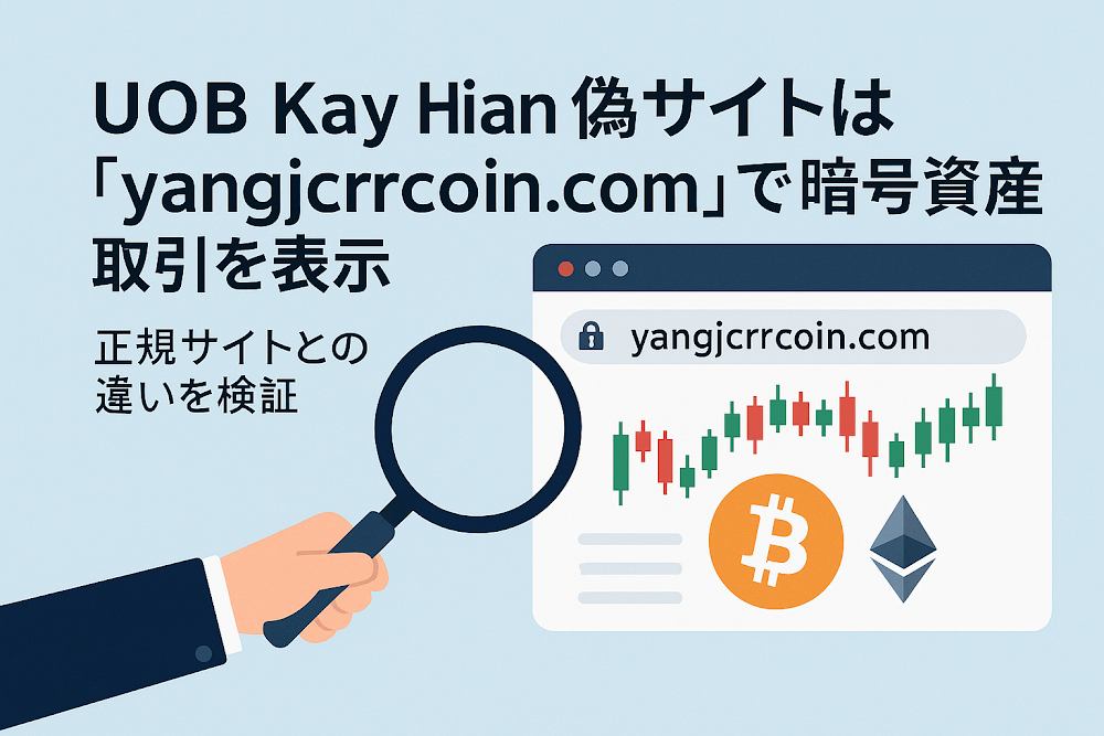 UOB Kay Hianの偽サイトは「yangjcrrcoin.com」で暗号資産取引を表示 正規サイトとの違いを検証
