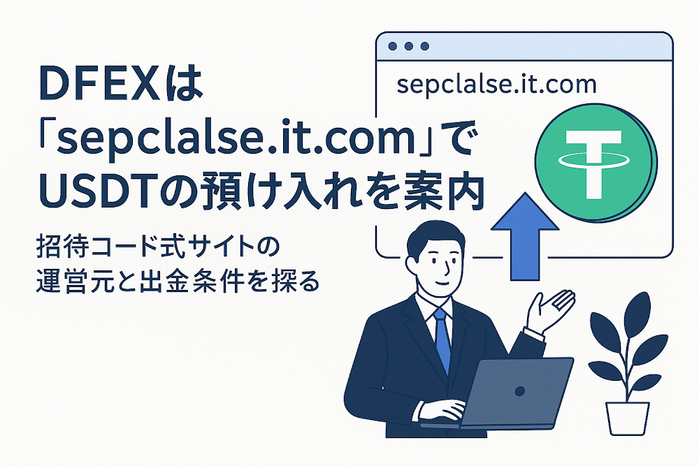 DFEXは「sepclalse.it.com」でUSDTの預け入れを案内　招待コード式サイトの運営元と出金条件を探る