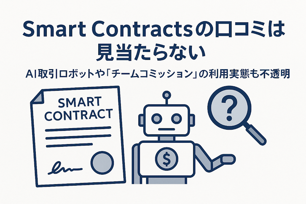 Smart Contractsの口コミは見当たらない　AI取引ロボットや「チームコミッション」の利用実態も不透明