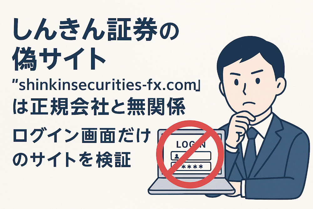 しんきん証券の偽サイト「shinkinsecurities-fx.com」は正規会社と無関係　ログイン画面だけのサイトを検証