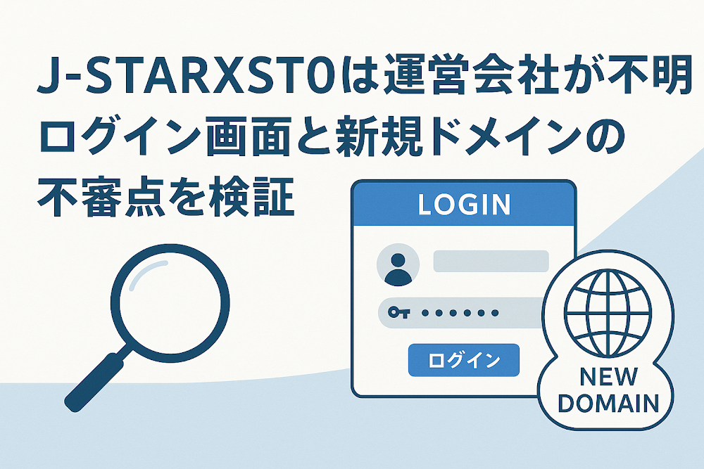 J-STARXST0は運営会社が不明　ログイン画面と新規ドメインの不審点を検証