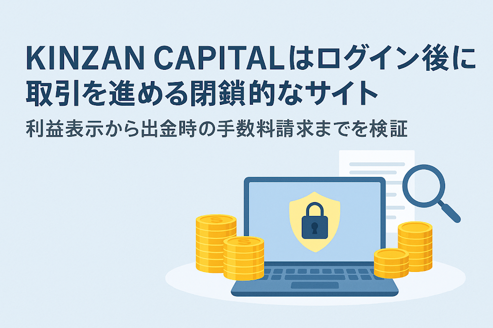 KINZAN CAPITALはログイン後に取引を進める閉鎖的なサイト　利益表示から出金時の手数料請求までを検証