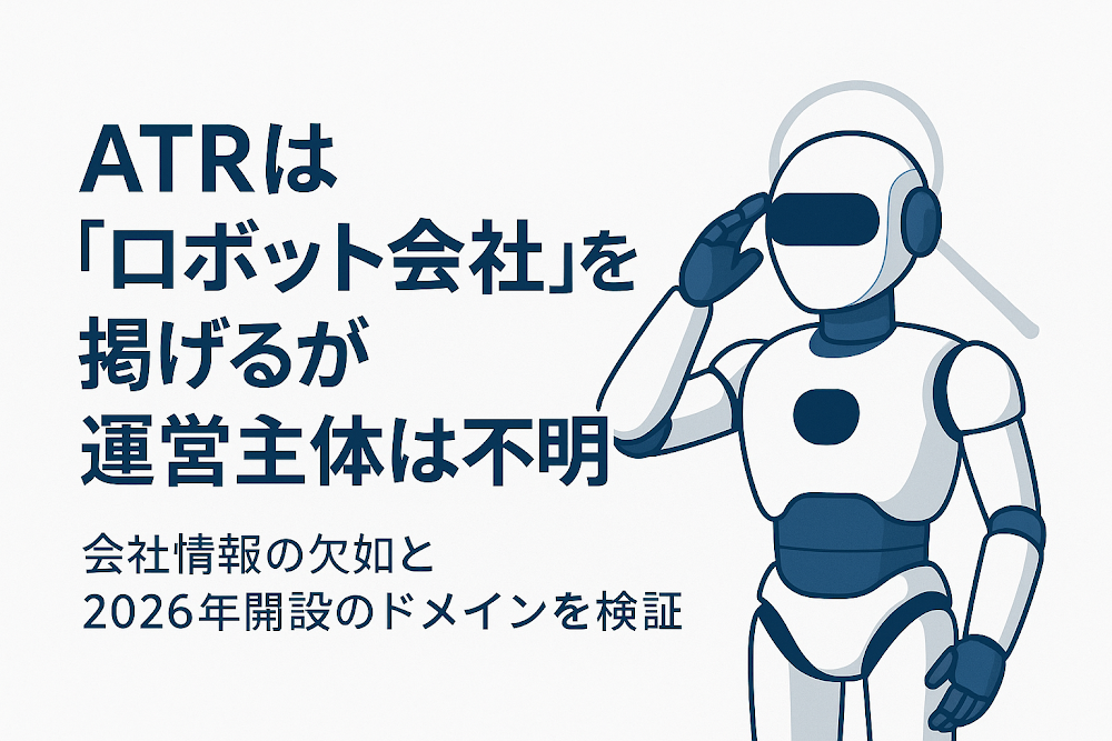 ATRは「ロボット会社」を掲げるが運営主体は不明 会社情報の欠如と2026年開設のドメインを検証