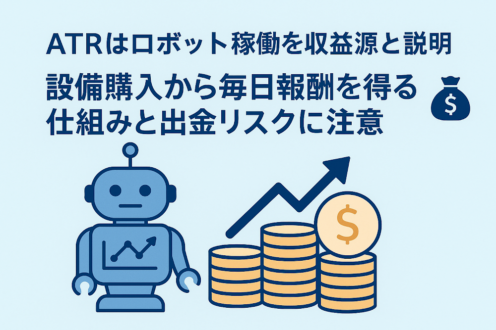ATRはロボット稼働を収益源と説明 設備購入から毎日報酬を得る仕組みと出金リスクに注意