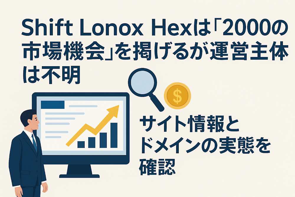 Shift Lonox Hexは「$2000の市場機会」を掲げるが運営主体は不明　サイト情報とドメインの実態を確認