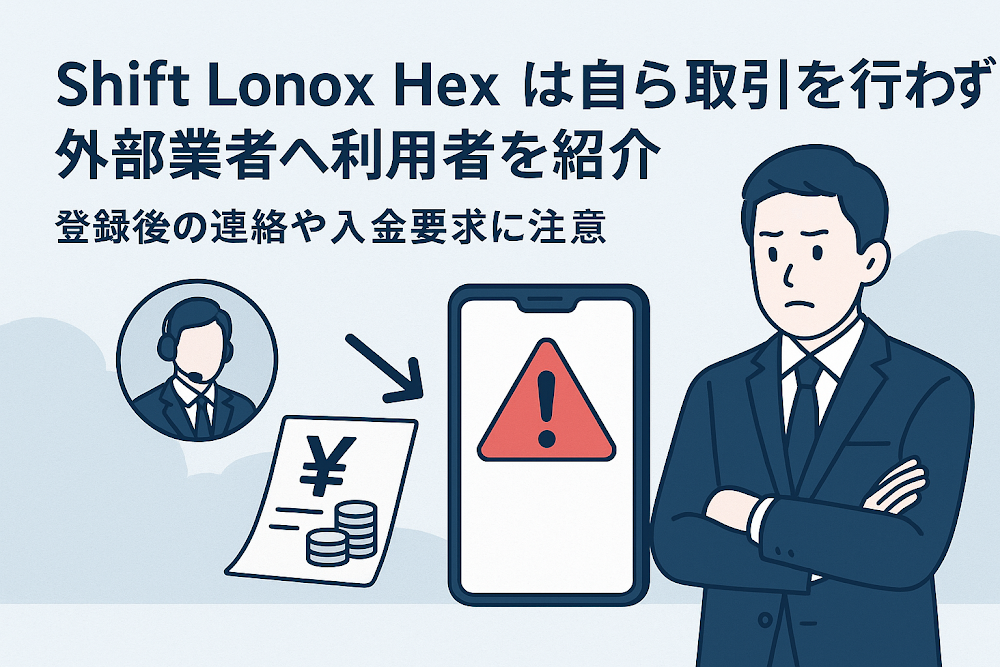 Shift Lonox Hexは自ら取引を行わず外部業者へ利用者を紹介　登録後の連絡や入金要求に注意