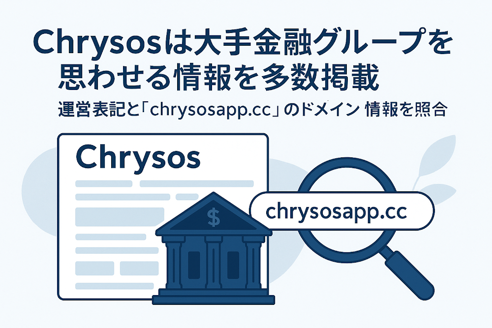 Chrysosは大手金融グループを思わせる情報を多数掲載 運営表記と「chrysosapp.cc」のドメイン情報を照合