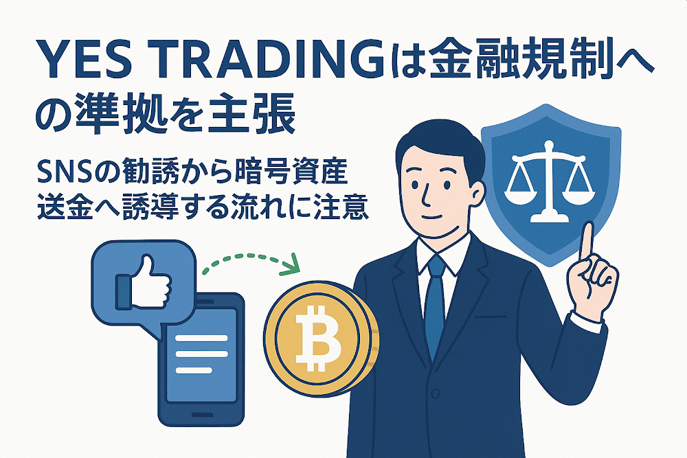 YES TRADINGは金融規制への準拠を主張 SNSの勧誘から暗号資産送金へ誘導する流れに注意