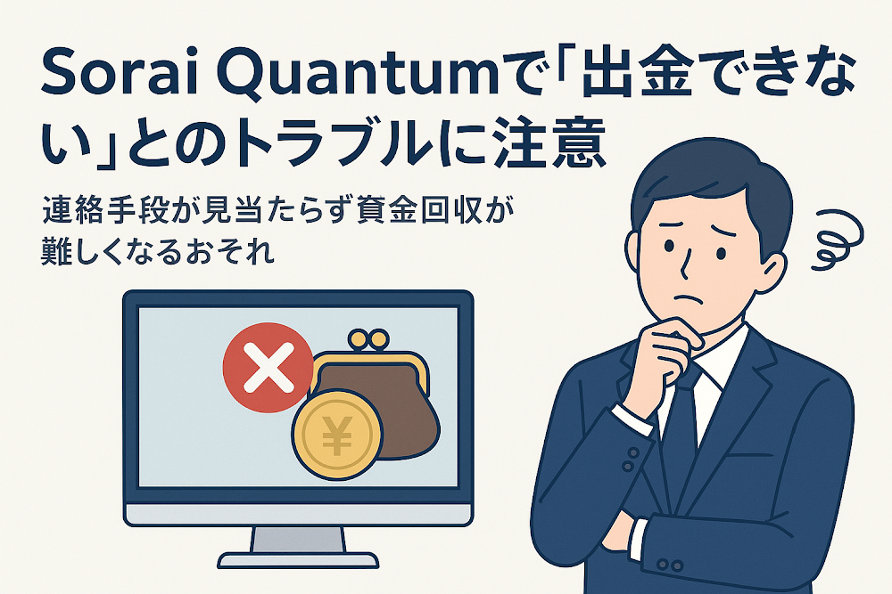 Sorai Quantumで「出金できない」とのトラブルに注意 連絡手段が見当たらず資金回収が難しくなるおそれ
