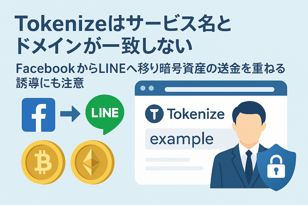 Tokenizeはサービス名とドメインが一致しない　FacebookからLINEへ移り暗号資産の送金を重ねる誘導にも注意