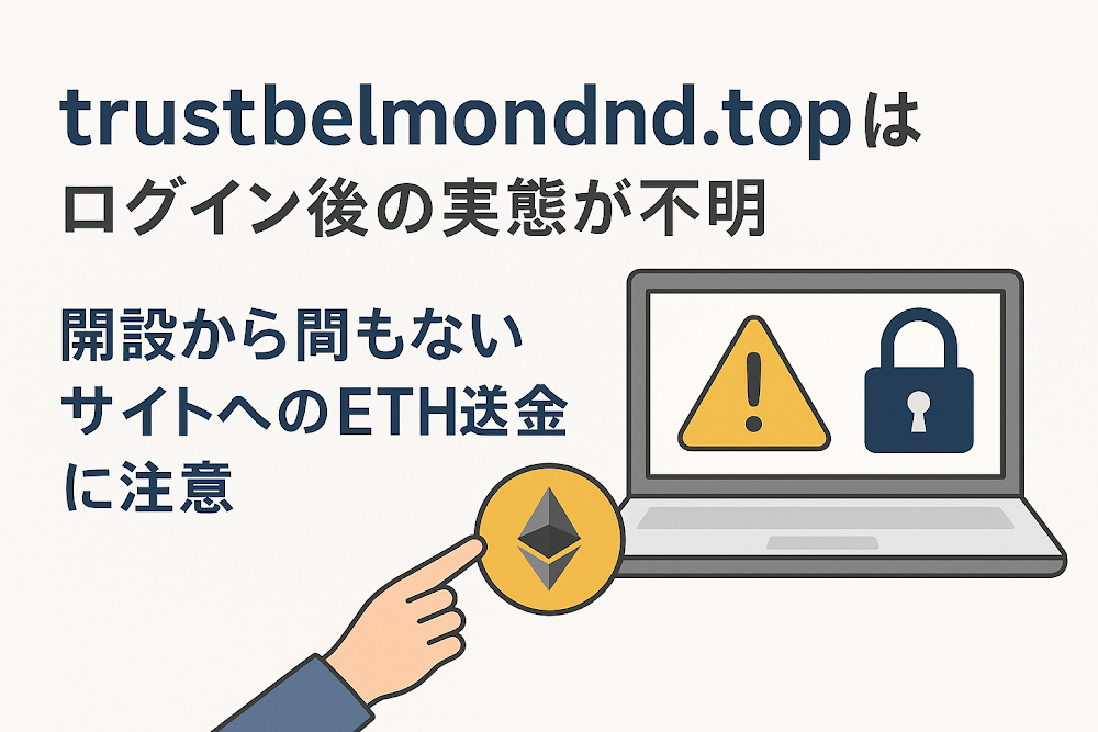 trustbelmondnd.topはログイン後の実態が不明 開設から間もないサイトへのETH送金に注意