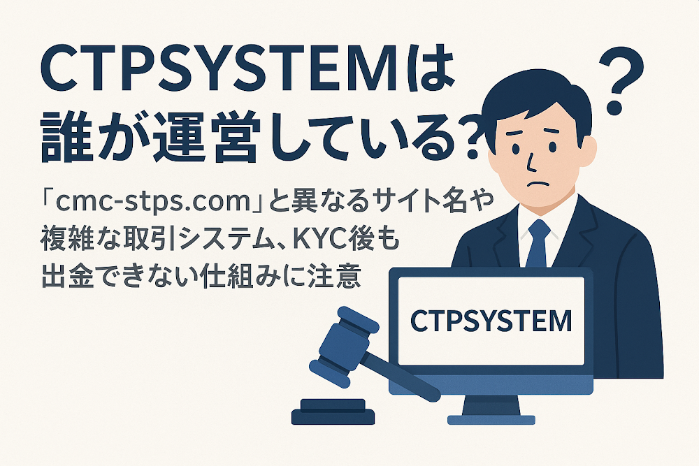 CTPSYSTEMは誰が運営している？「cmc-stps.com」と異なるサイト名や複雑な取引システム、KYC後も出金できない仕組みに注意