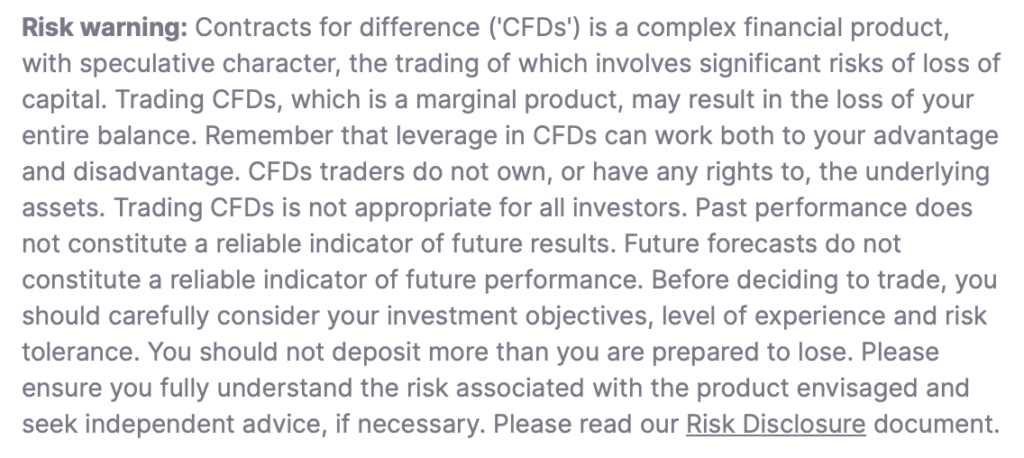 Risk warning