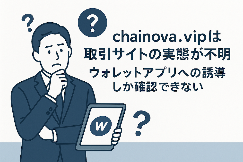 chainova.vipは取引サイトの実態が不明　ウォレットアプリへの誘導しか確認できない