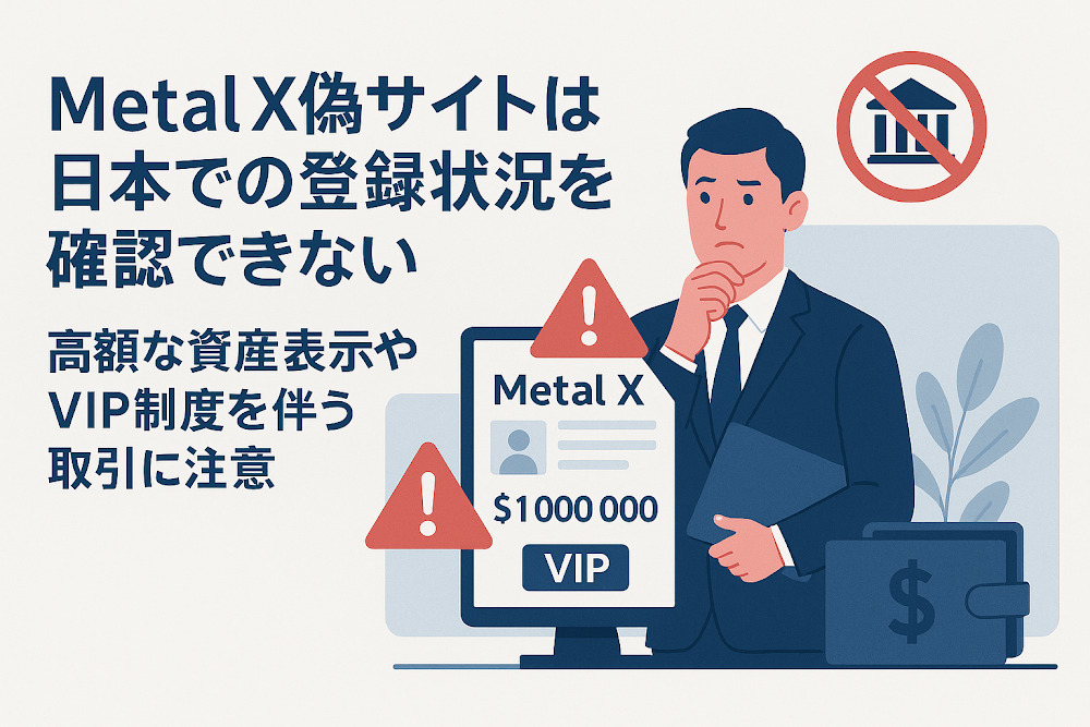Metal X偽サイトは日本での登録状況を確認できない　高額な資産表示やVIP制度を伴う取引に注意