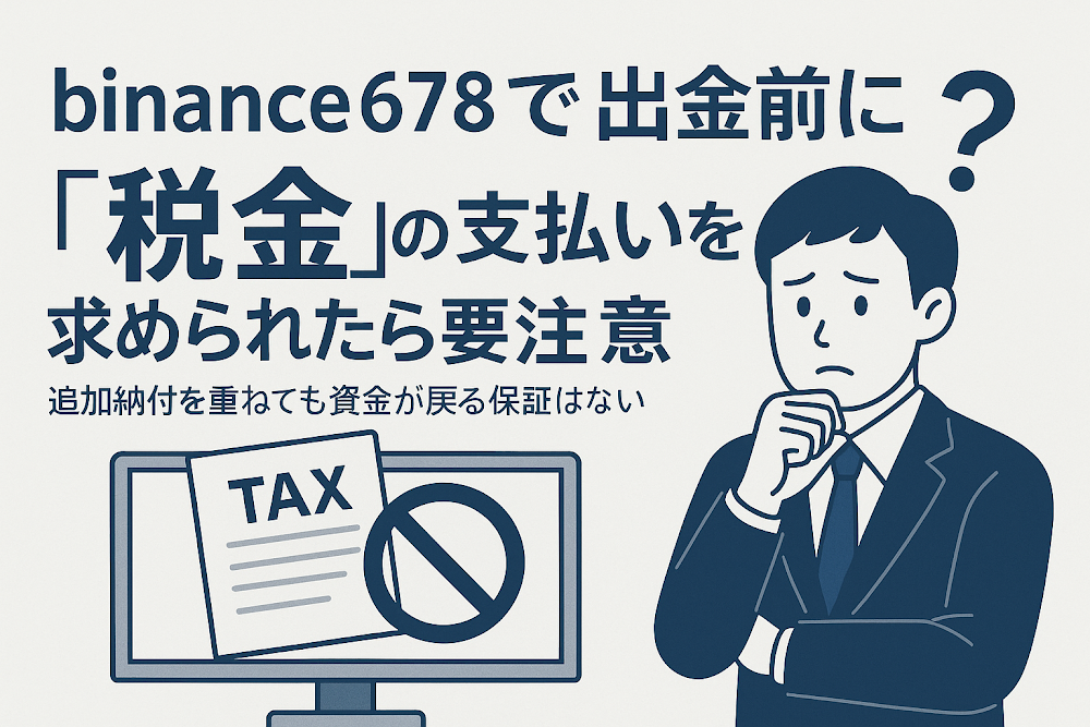 binance678で出金前に「税金」の支払いを求められたら要注意　追加納付を重ねても資金が戻る保証はない