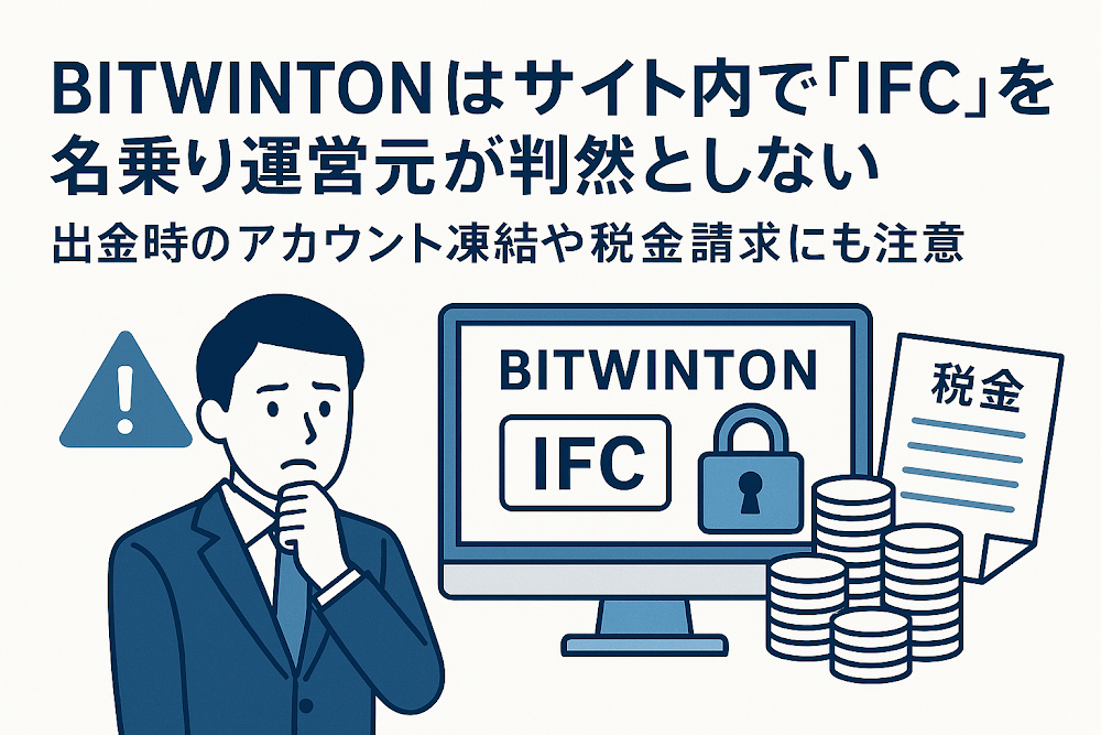 BITWINTONはサイト内で「IFC」を名乗り運営元が判然としない　出金時のアカウント凍結や税金請求にも注意