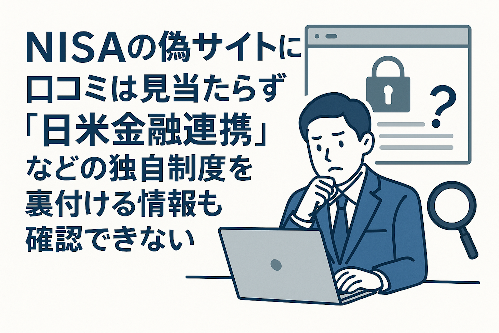 NISAの偽サイトに口コミは見当たらず「日米金融連携」などの独自制度を裏付ける情報も確認できない