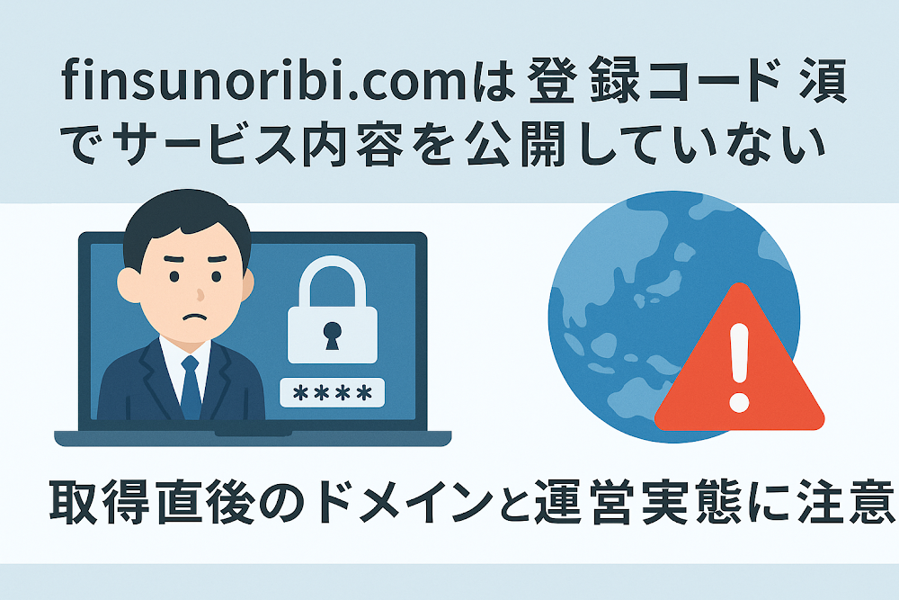 finsunoribi.comは登録コード必須でサービス内容を公開していない　取得直後のドメインと運営実態に注意