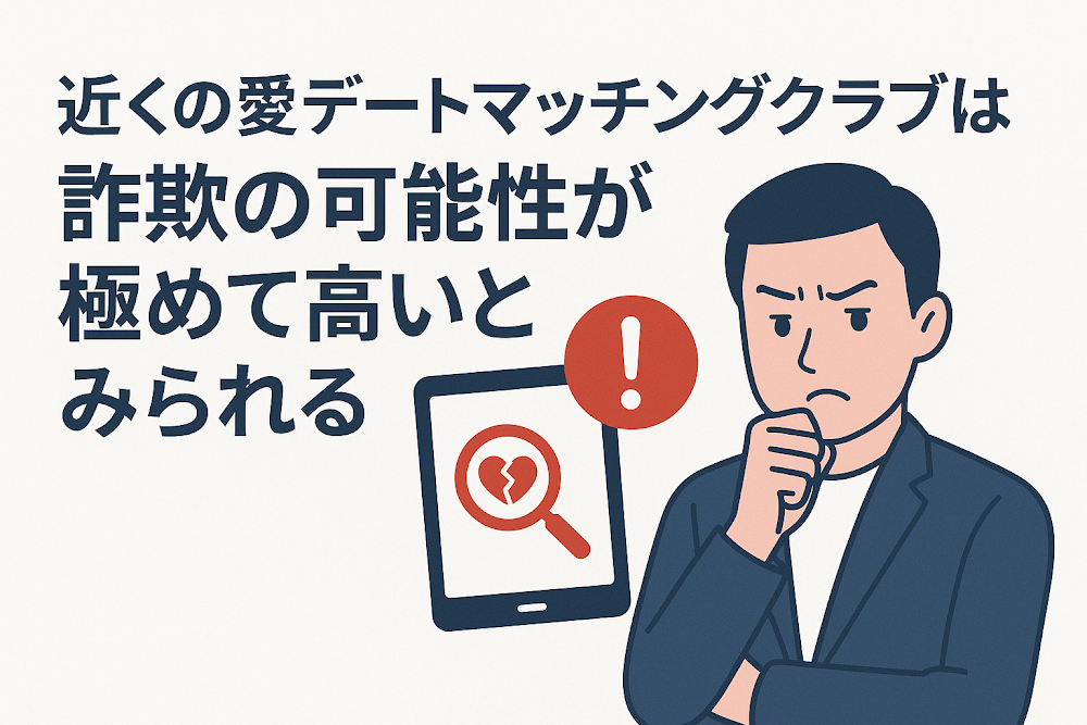 近くの愛デートマッチングクラブは詐欺の可能性が極めて高いとみられる