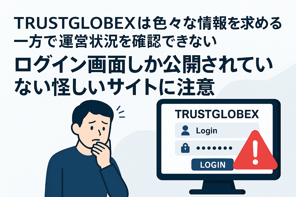 TRUSTGLOBEXは色々な情報を求める一方で運営状況を確認できない ログイン画面しか公開されていない怪しいサイトに注意